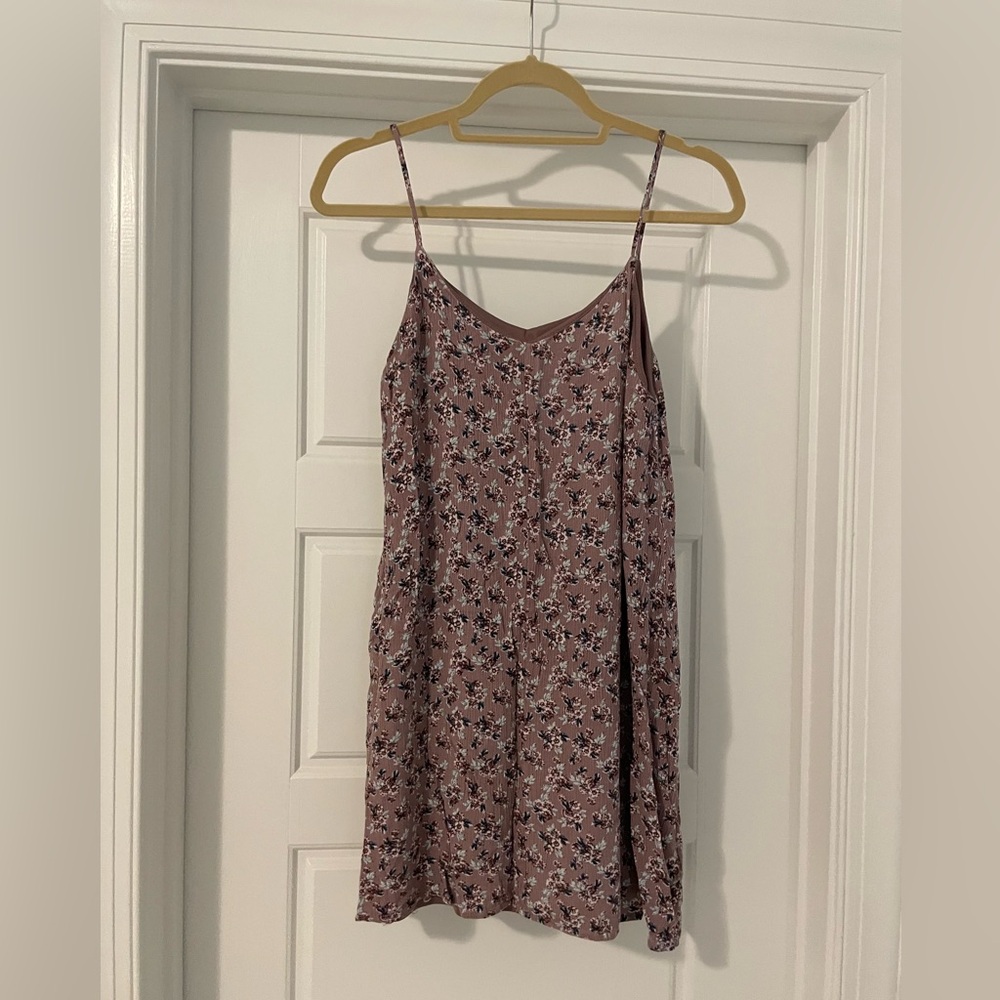 Altar’d State Purple Floral Spaghetti Strap Mini Dress